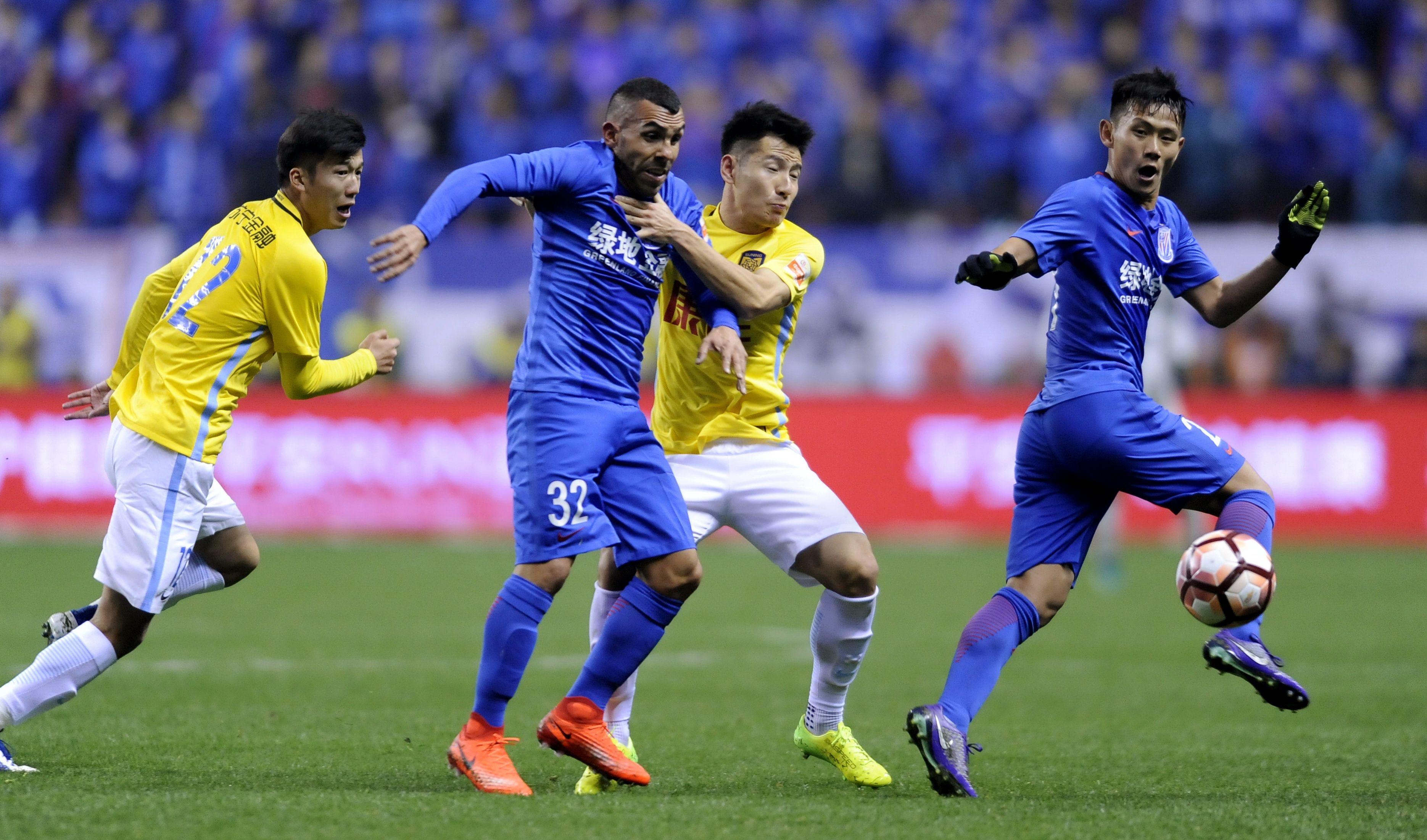 Jiangsu beaten 4-0 in CSL opener by Tevez’ Shanghai