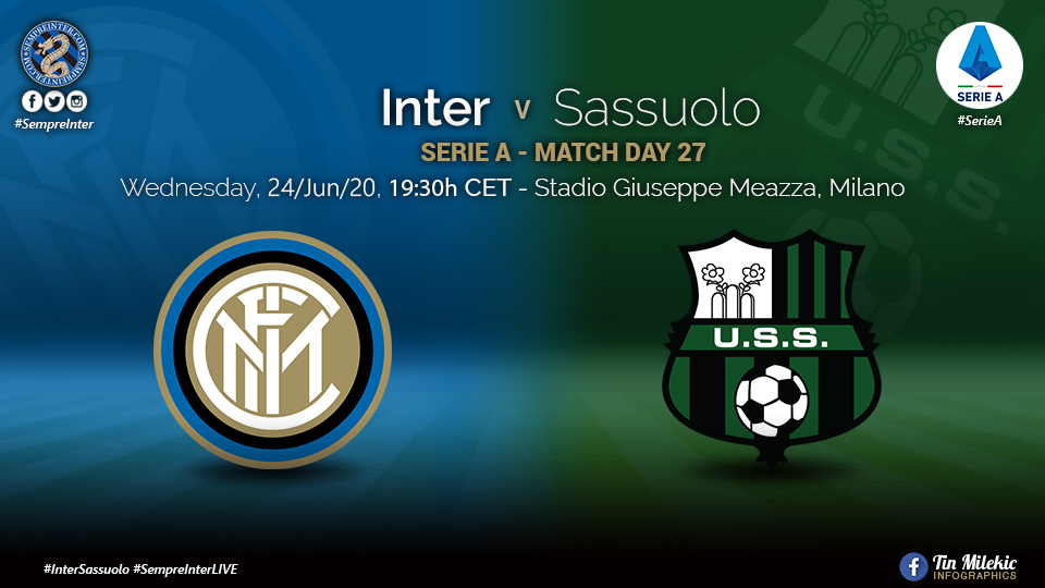 Official – Starting Lineup Inter Vs Sassuolo: Biraghi, Ranocchia, Borja Valero & Victor Moses All Start