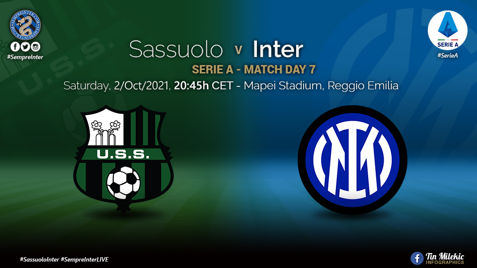 Official – Starting Lineups In Serie A Sassuolo Vs Inter Milan: Hakan Calhanoglu, Joaquin Correa & Ivan Perisic Start