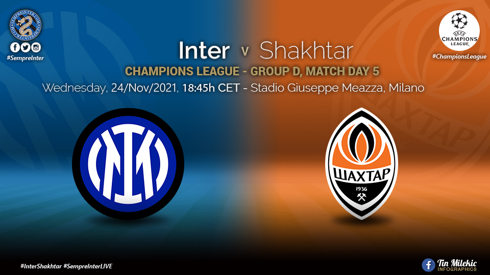 Official – Starting Lineups Inter Vs Shakhtar Donetsk: Edin Dzeko & Matteo Darmian Start