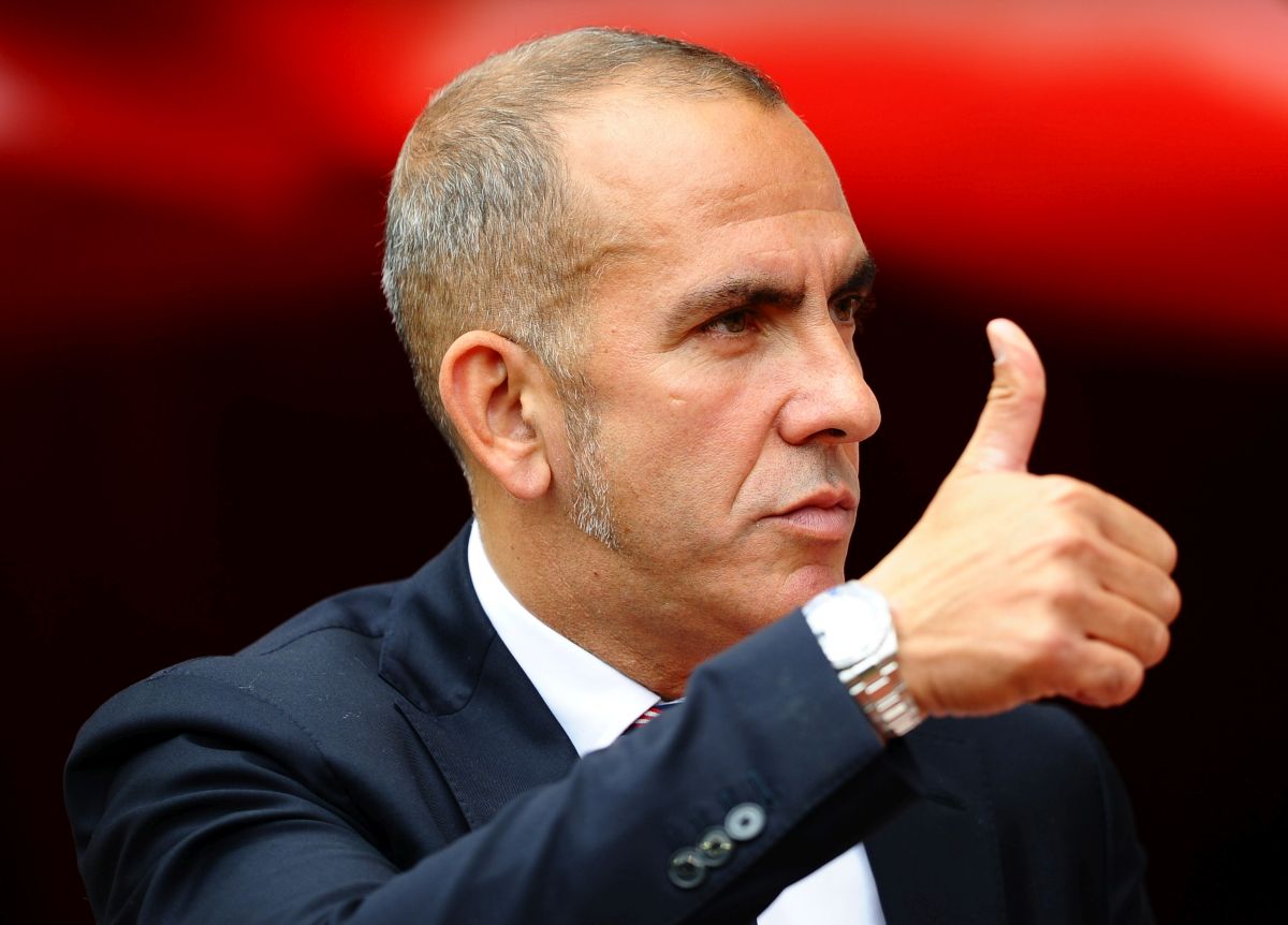  Paolo Di Canio giving a thumbs up while looking to the side during his time as manager of Sunderland.